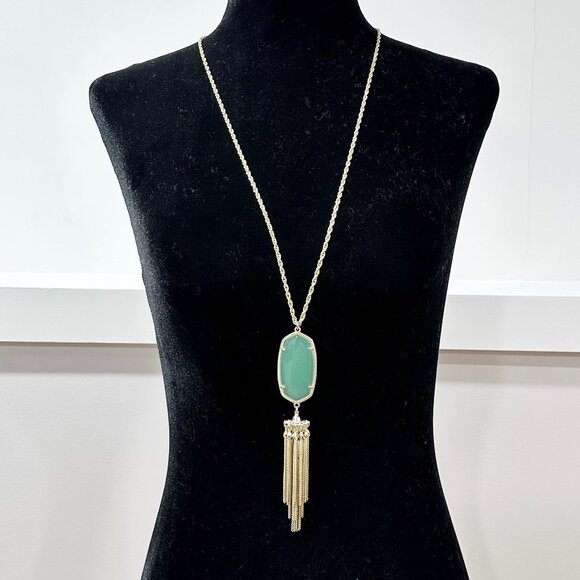 Kendra Scott Jewelry - Kendra Scott Rayne Pendant Necklace Light Green and Gold 30” Chain